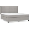 Image de vidaXL Lit boxspring avec matelas gris clair 160x200 cm Tissu