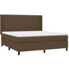 Image de vidaXL Lit boxspring avec matelas brun foncé 160x200 cm Tissu