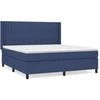 Image de vidaXL Lit boxspring avec matelas bleu 160x200 cm Tissu