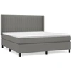 Image de vidaXL Lit boxspring avec matelas gris foncé 180x200 cm Tissu