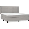 Image de vidaXL Lit boxspring avec matelas gris clair 200x200 cm Tissu