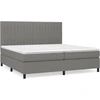 Image de vidaXL Lit boxspring avec matelas gris foncé 200x200 cm Tissu