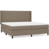 Image de vidaXL Lit boxspring avec matelas Taupe 200x200 cm Tissu