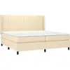 Image de vidaXL Lit boxspring avec matelas Crème 200x200 cm Tissu