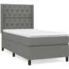 Image de vidaXL Lit boxspring avec matelas gris foncé 80x200 cm Tissu