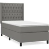 Image de vidaXL Lit boxspring avec matelas gris foncé 90x200 cm Tissu