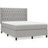 Image de vidaXL Lit boxspring avec matelas gris clair 140x190 cm Tissu