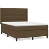 Image de vidaXL Lit boxspring avec matelas brun foncé 140x190 cm Tissu