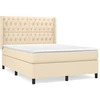 Image de vidaXL Lit boxspring avec matelas Crème 140x190 cm Tissu