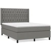 Image de vidaXL Lit boxspring avec matelas gris foncé 140x200 cm Tissu