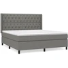 Image de vidaXL Lit boxspring avec matelas gris foncé 160x200 cm Tissu