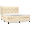 Image de vidaXL Lit boxspring avec matelas Crème 160x200 cm Tissu