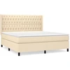 Image de vidaXL Lit boxspring avec matelas Crème 180x200 cm Tissu