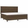 Image de vidaXL Lit boxspring avec matelas brun foncé 200x200 cm Tissu
