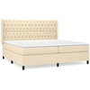 Image de vidaXL Lit boxspring avec matelas Crème 200x200 cm Tissu