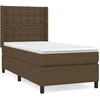 Image de vidaXL Lit boxspring avec matelas brun foncé 90x190 cm Tissu