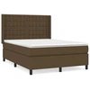 Image de vidaXL Lit boxspring avec matelas brun foncé 140x190 cm Tissu