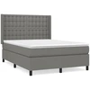 Image de vidaXL Lit boxspring avec matelas gris foncé 140x200 cm Tissu