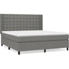 Image de vidaXL Lit boxspring avec matelas gris foncé 160x200 cm Tissu