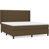 Image de vidaXL Lit boxspring avec matelas brun foncé 160x200 cm Tissu