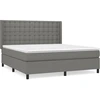 Image de vidaXL Lit boxspring avec matelas gris foncé 180x200 cm Tissu