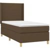 Image de vidaXL Lit boxspring avec matelas brun foncé 100x200 cm Tissu