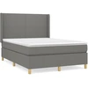 Image de vidaXL Lit boxspring avec matelas gris foncé 140x190 cm Tissu