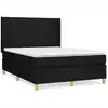 Image de vidaXL Lit boxspring avec matelas noir 140x200 cm Tissu