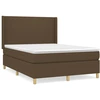 Image de vidaXL Lit boxspring avec matelas Marron foncé 140x200 cm Tissu