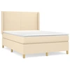 Image de vidaXL Lit boxspring avec matelas Crème 140x200 cm Tissu