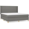 Image de vidaXL Lit boxspring avec matelas gris foncé 160x200 cm Tissu