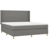 Image de vidaXL Lit boxspring avec matelas gris foncé 180x200 cm Tissu