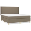 Image de vidaXL Lit boxspring avec matelas Taupe 180x200 cm Tissu