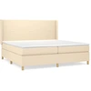 Image de vidaXL Lit boxspring avec matelas Crème 200x200 cm Tissu