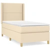 Image de vidaXL Lit boxspring avec matelas Crème 90x190 cm Tissu