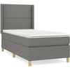 Image de vidaXL Lit boxspring avec matelas gris foncé 100x200 cm Tissu