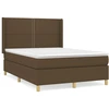 Image de vidaXL Lit boxspring avec matelas brun foncé 140x190 cm Tissu