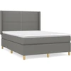 Image de vidaXL Lit boxspring avec matelas gris foncé 140x200 cm Tissu