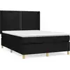 Image de vidaXL Lit boxspring avec matelas noir 140x200 cm Tissu