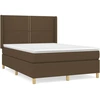 Image de vidaXL Lit boxspring avec matelas Marron foncé 140x200 cm Tissu