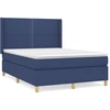 Image de vidaXL Lit boxspring avec matelas bleu 140x200 cm Tissu