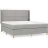 Image de vidaXL Lit boxspring avec matelas gris clair 180x200 cm Tissu