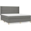 Image de vidaXL Lit boxspring avec matelas gris foncé 180x200 cm Tissu