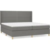 Image de vidaXL Lit boxspring avec matelas gris foncé 200x200 cm Tissu
