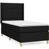 Image de vidaXL Lit boxspring avec matelas noir 90x190 cm Tissu