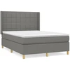 Image de vidaXL Lit boxspring avec matelas gris foncé 140x190 cm Tissu