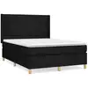 Image de vidaXL Lit boxspring avec matelas noir 140x190 cm Tissu