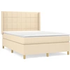 Image de vidaXL Lit boxspring avec matelas Crème 140x190 cm Tissu