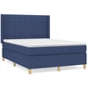 Image de vidaXL Lit boxspring avec matelas bleu 140x190 cm Tissu
