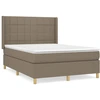 Image de vidaXL Lit boxspring avec matelas Taupe 140x200 cm Tissu